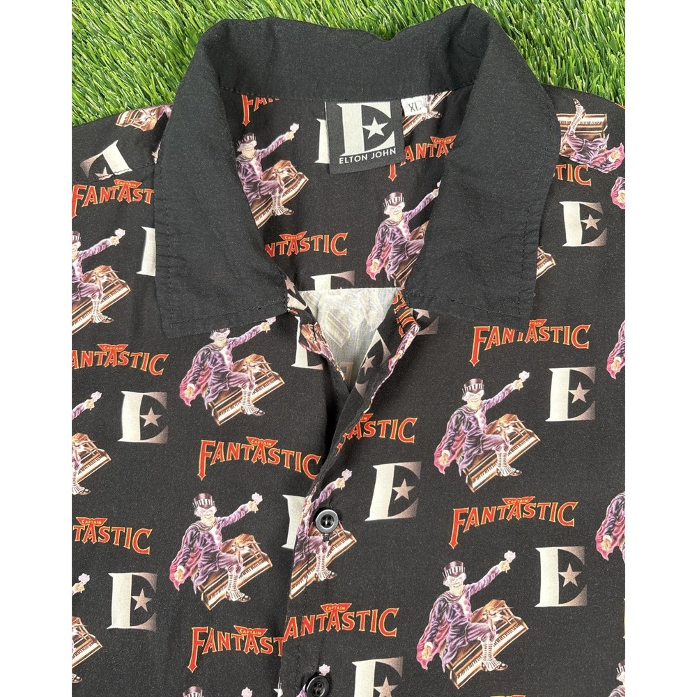Elton John "Captain Fantastic" Button Down Shirt Size XL All Over Print